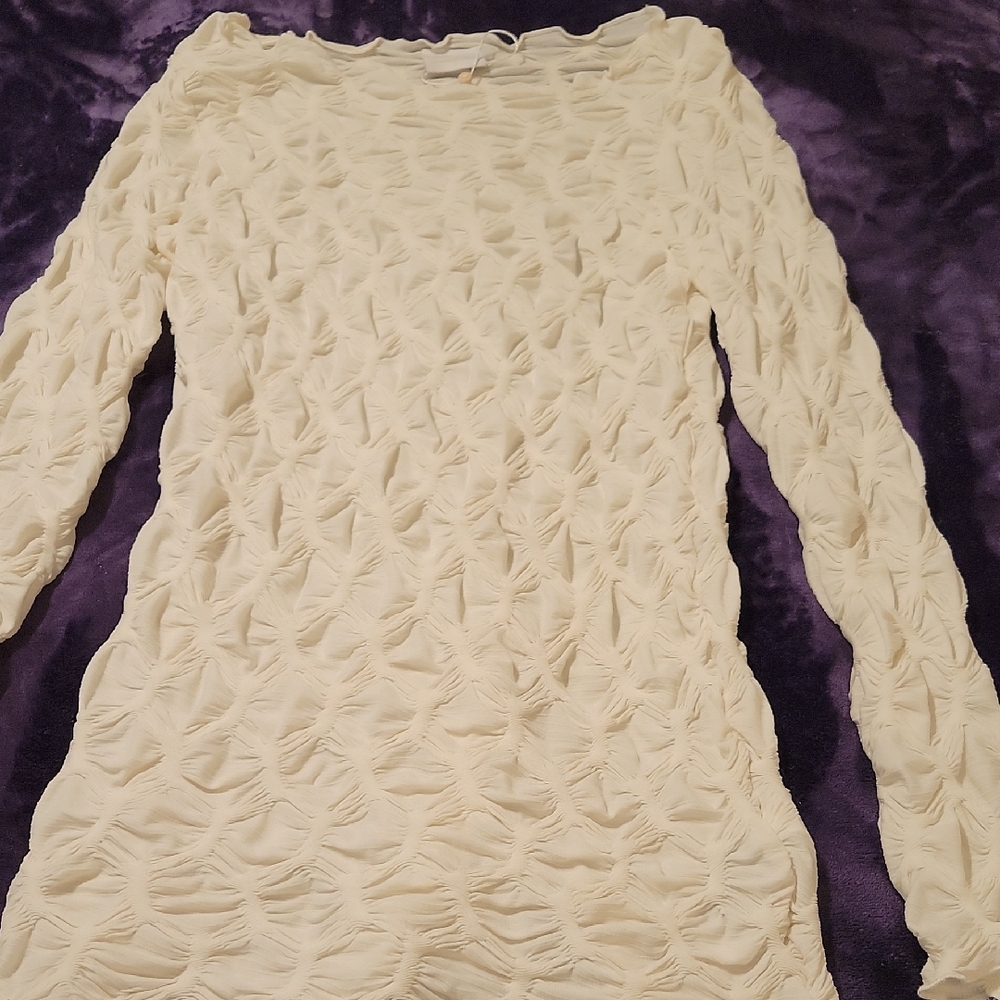Mama Licious Cream Textured Long Sleeve Maternity Top